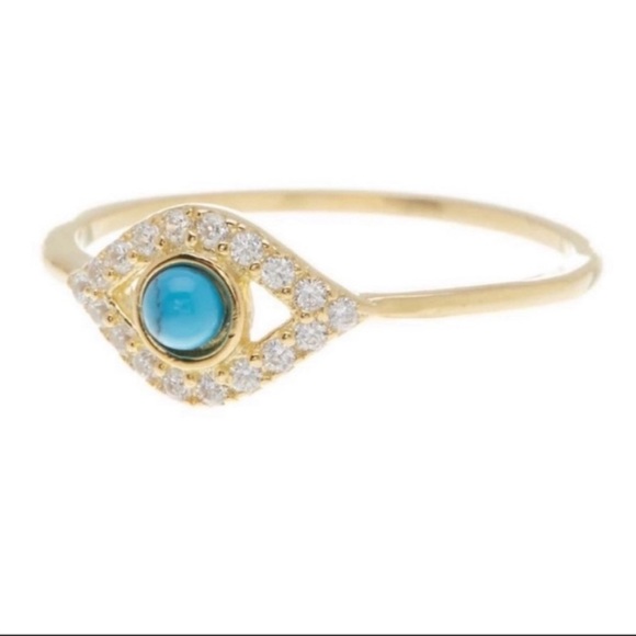 adornia Jewelry - NWT Adornia 14K Yellow Gold Vermeil Turquoise & Swarovski Crystal Evil E…